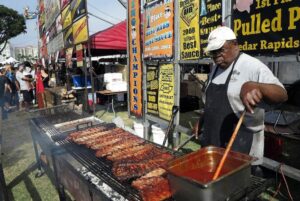 Man barbecuing ribs