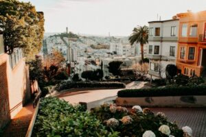 view of san francisco from top of lombard street