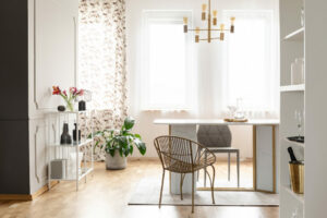 furnished living and dining room