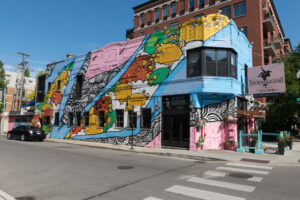 mural on outside of chicago bar