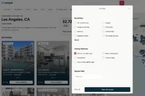filtering on zumper for 3D or virtual apartment tour