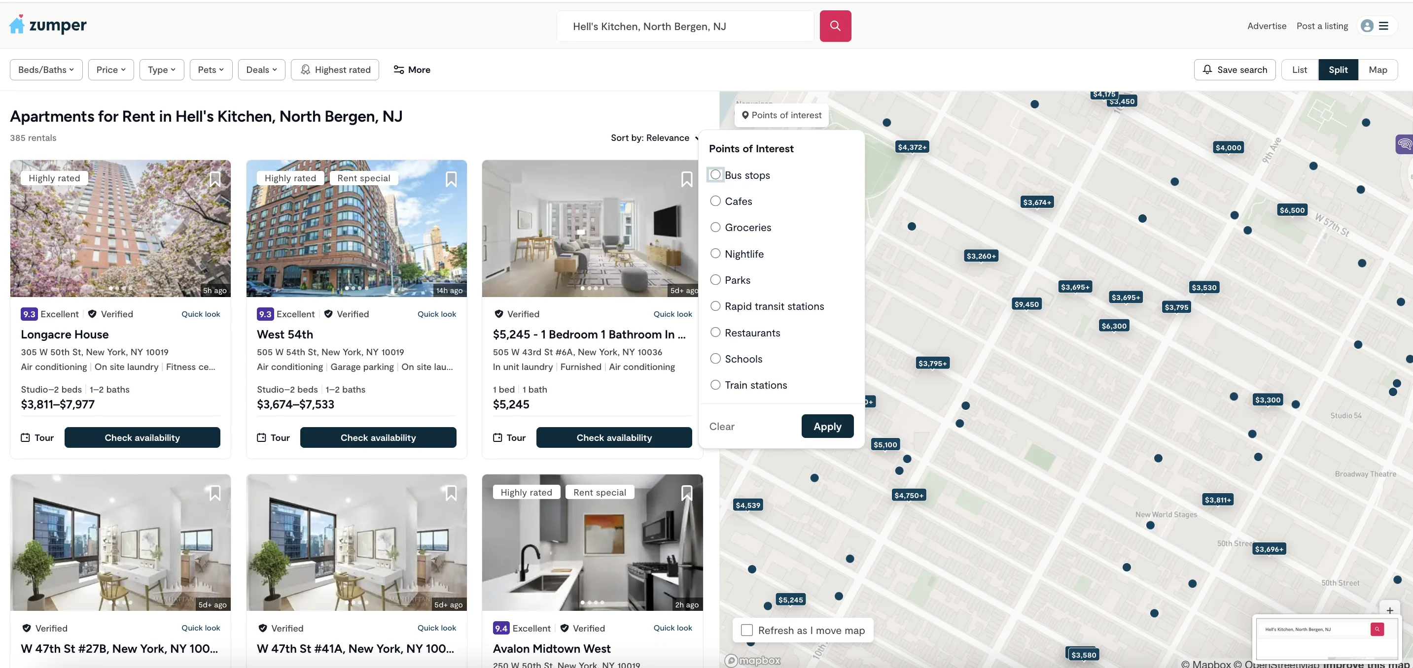 some of the best online renter tools include the map's point of interest selector, where you can see an apartment's proximity to nearby points of interest