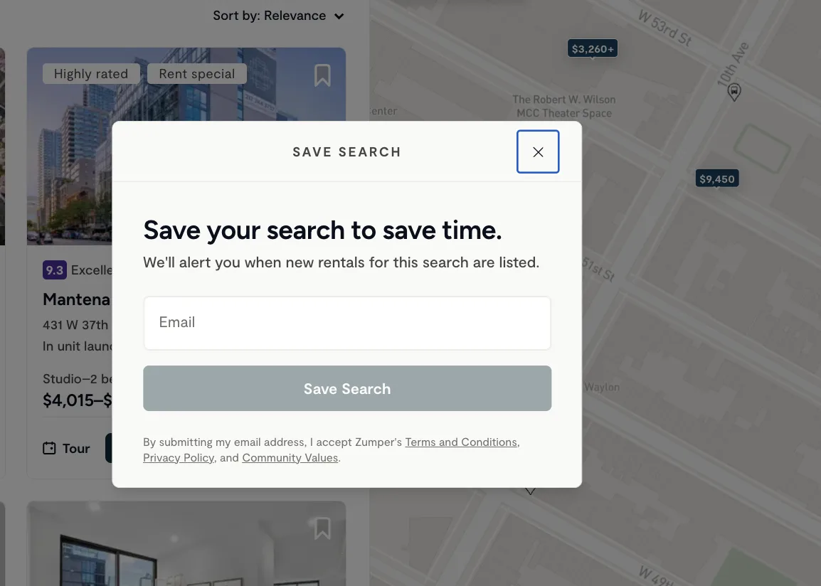 another great online renter tool is the "Save search" feature, so you can get automatic updates when new listings become available that meet your filter criteria 