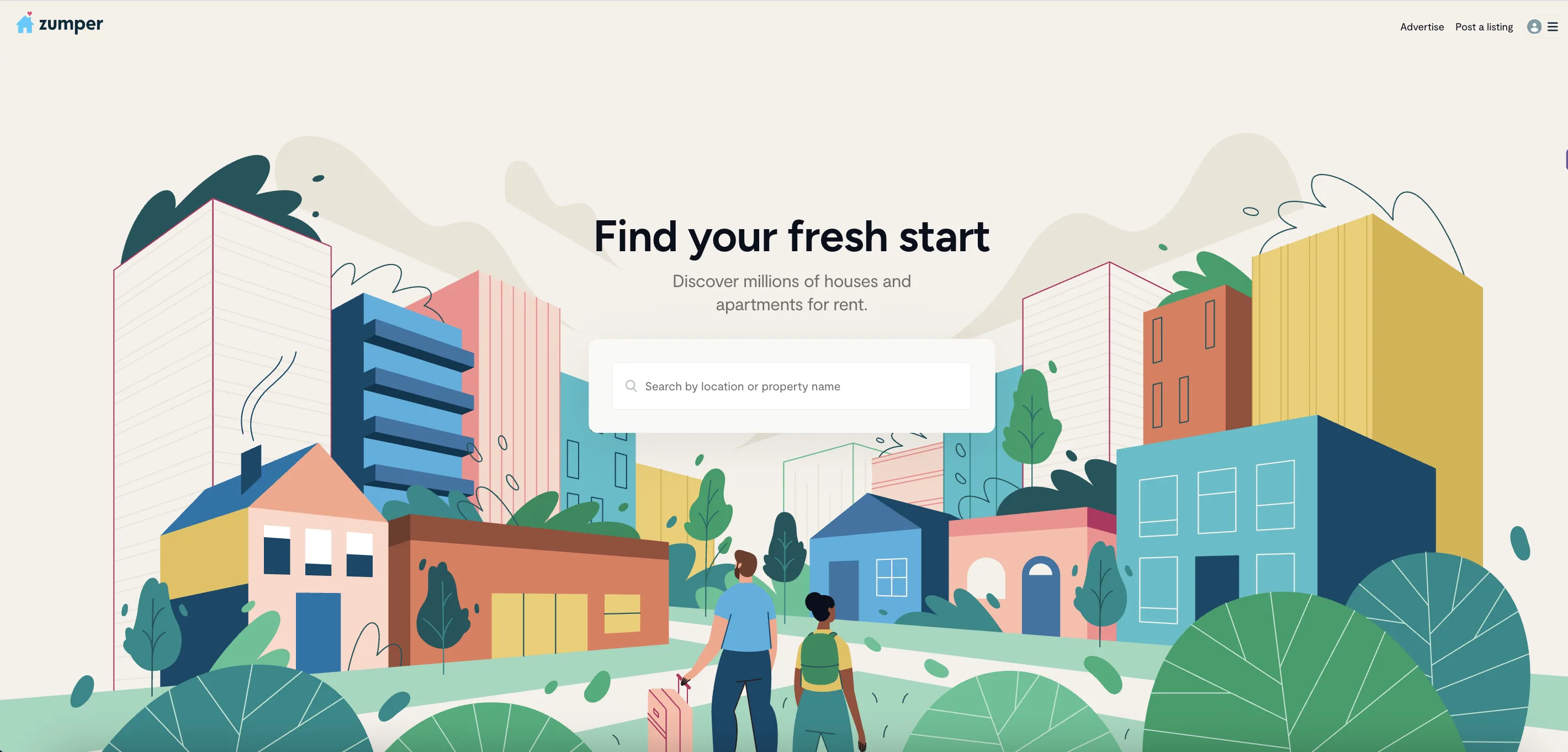 the homepage of zumper, one of the best apartment search websites in 2025