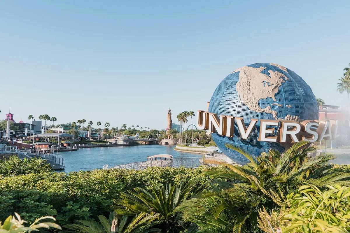 Orlando skyline featuring the iconic Universal Orlando globe, illustrating the city's rental market and housing affordability for renters in 2025