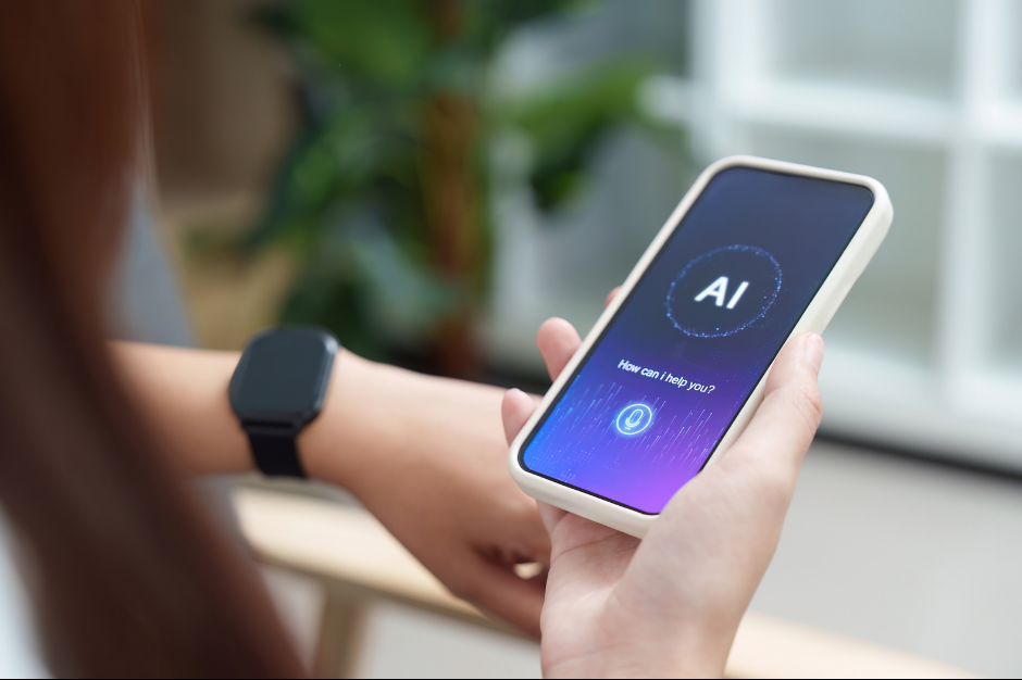 Illustrating a renter searching for apartments using AI on a phone and how apartment communities can show up in AI search